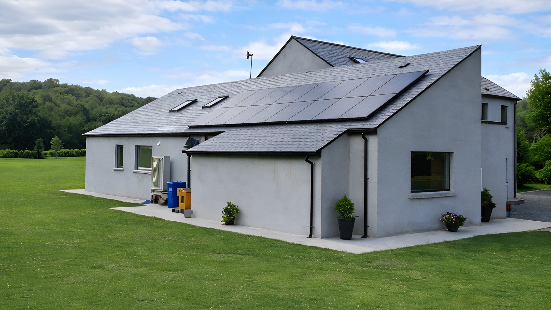 Modern Irish home with rooftop solar panels